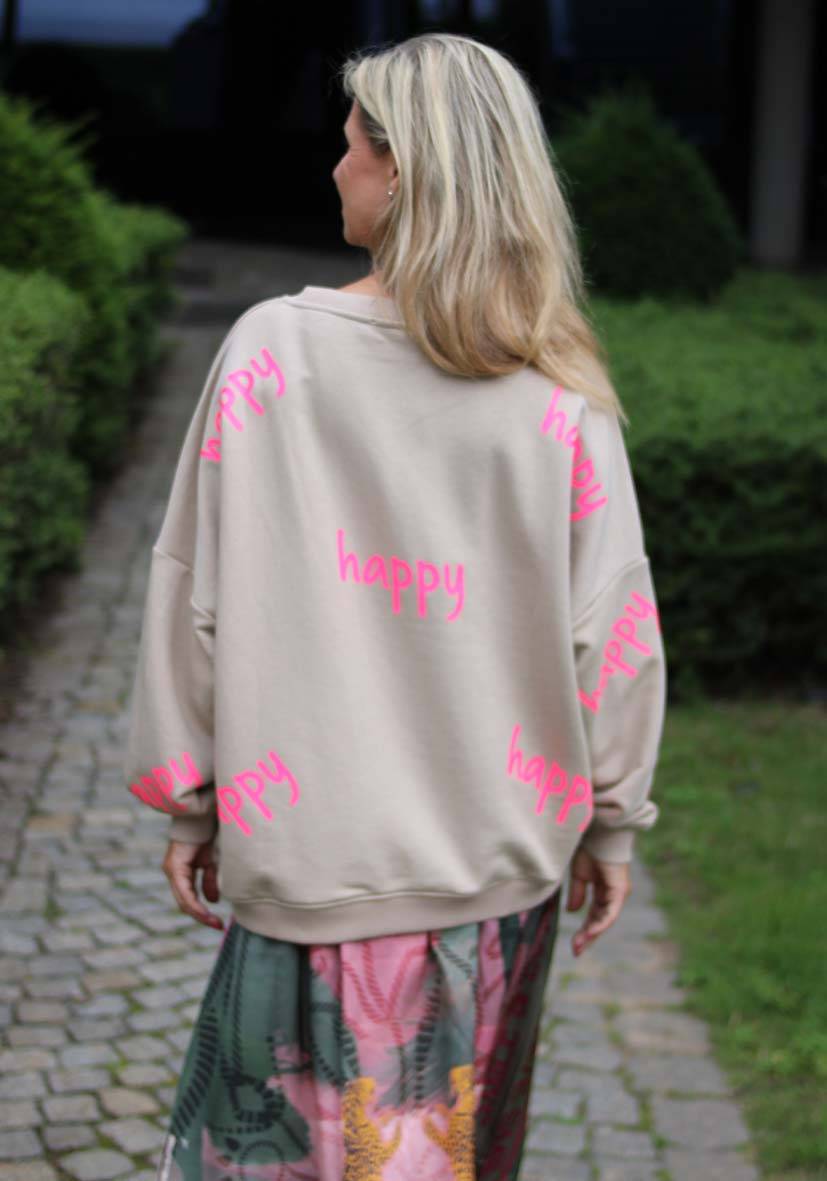Miss Goodlife Roundneck Happy Heartface Strass – sand Bis zu 50% Rabatt