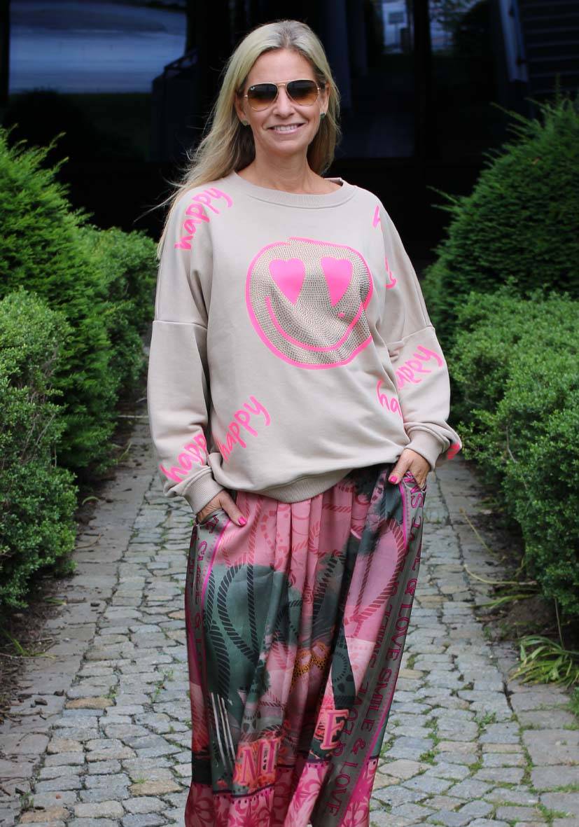 Miss Goodlife Roundneck Happy Heartface Strass – sand Bis zu 50% Rabatt
