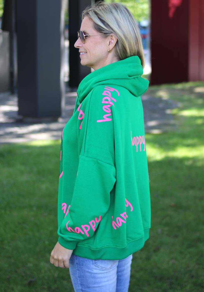 Miss Goodlife Hoodie Happy Heartface Strass – green Bis zu 60% Rabatt