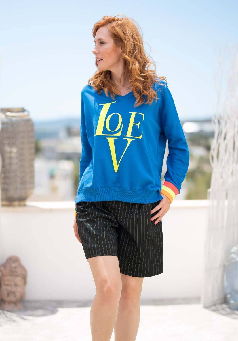 Miss Goodlife V-Neck Love – blue Online