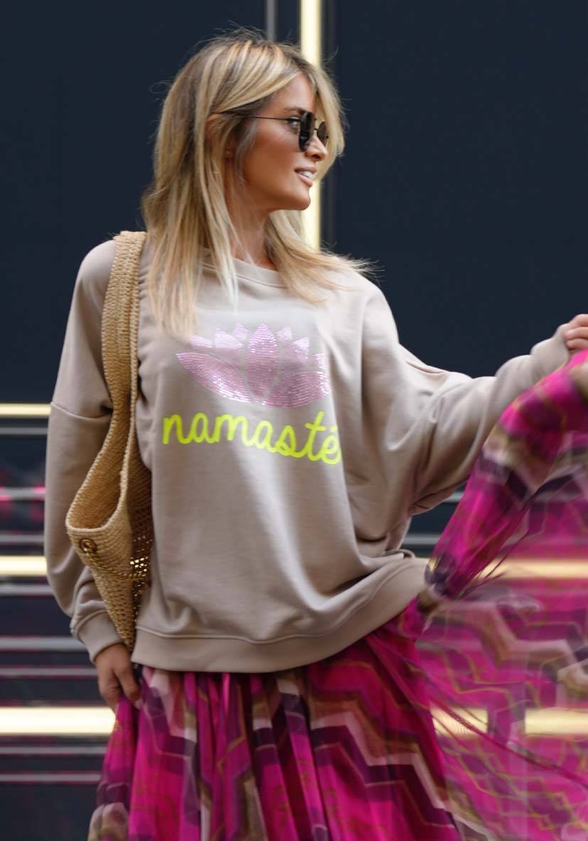 Miss Goodlife Roundneck Double Namasté Strass – sand Limitierter Zeitrabatt