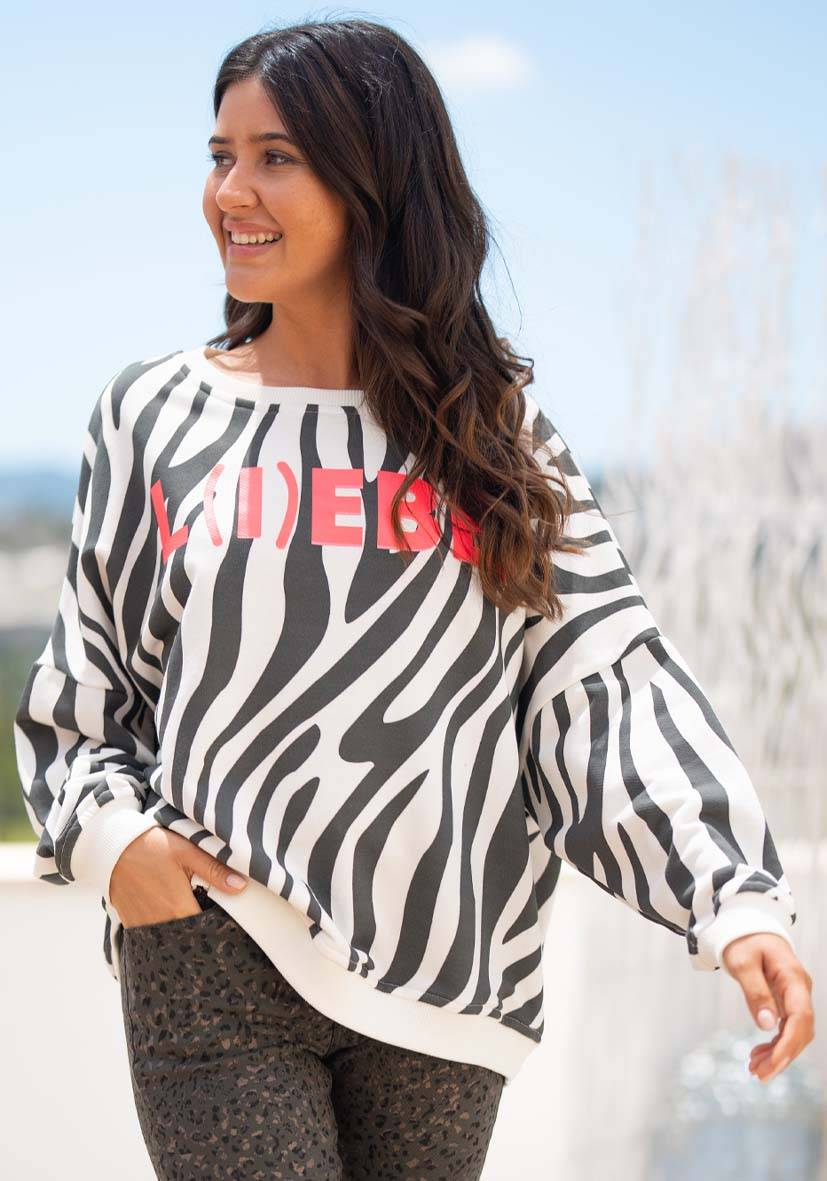 Miss Goodlife Roundneck L(i)ebe Zebra – black Großer Ausverkauf