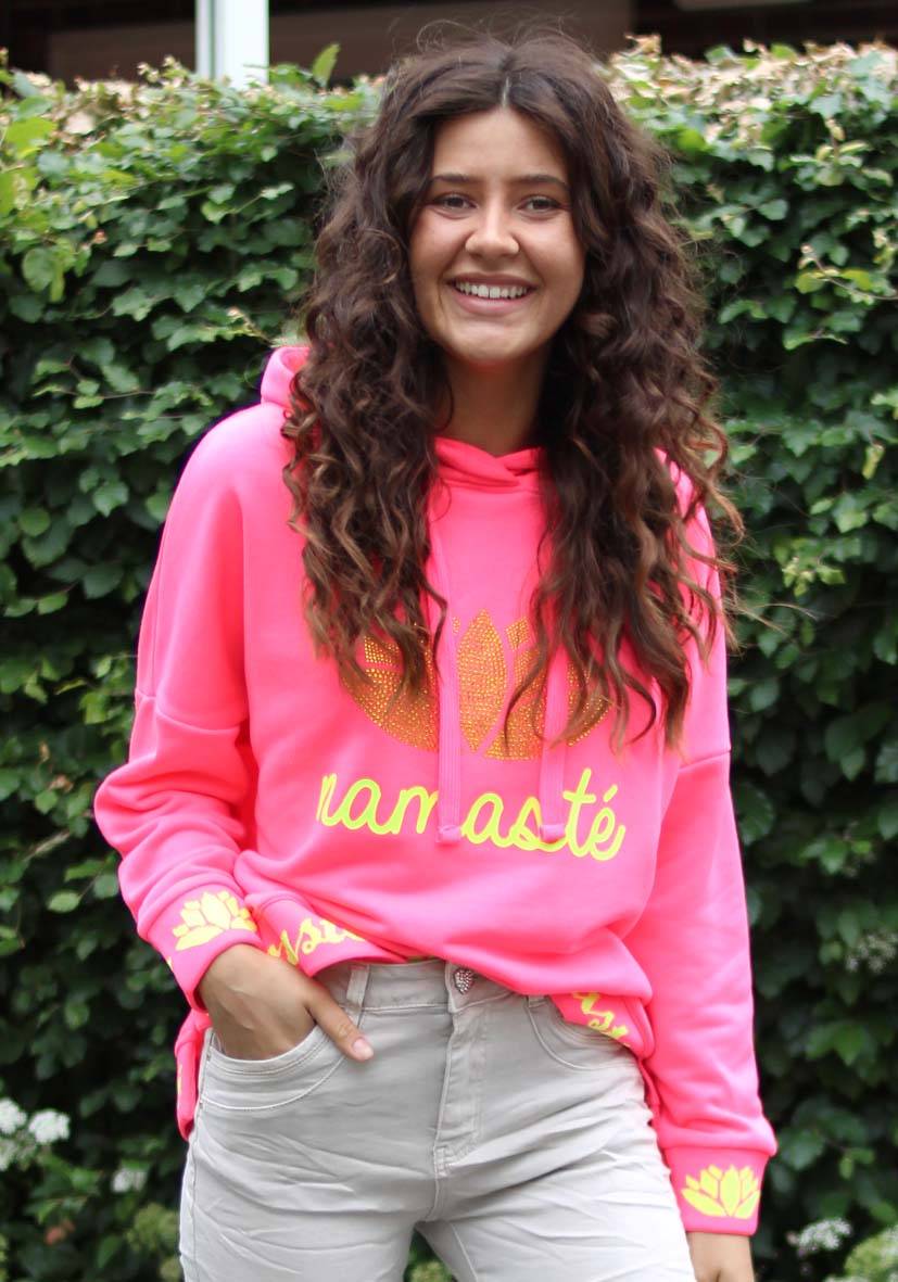 Miss Goodlife Hoodie Namasté Strass – neonpink/neonyellow Black Friday