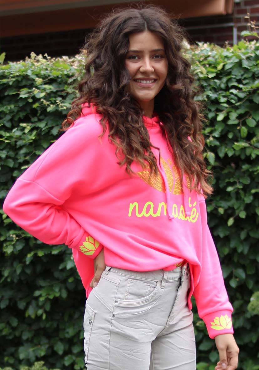 Miss Goodlife Hoodie Namasté Strass – neonpink/neonyellow Black Friday