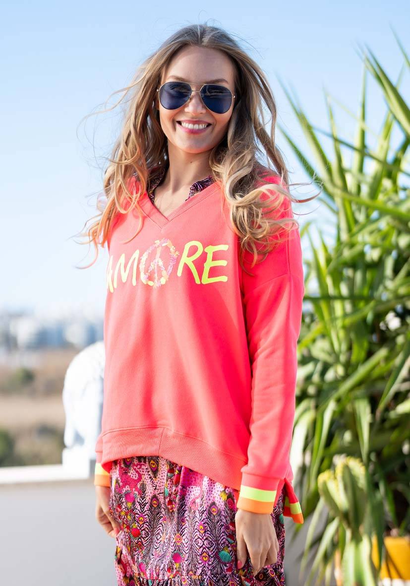 Miss Goodlife V-Neck Amore Peace – neonpink/neonyellow Begrenzte Freigabe