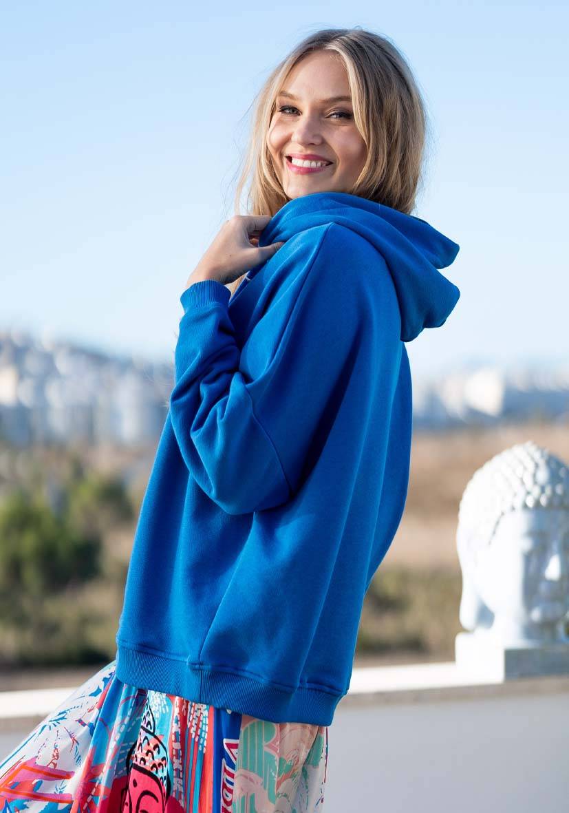 Miss Goodlife Hoodie Love Heartface – blue/neonorange Zeitbegrenzte Promotion