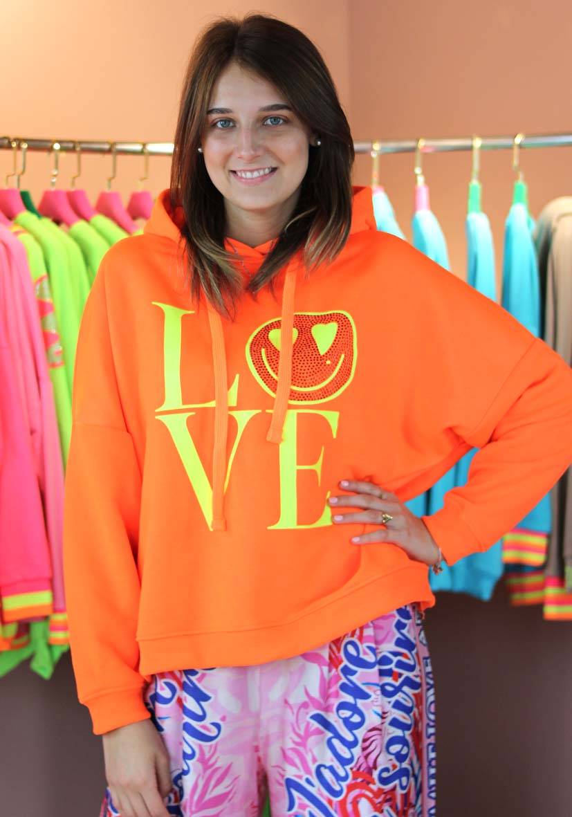 Miss Goodlife Hoodie Love Heartface – neonorange/neonyellow 50% Rabatt mit kostenlosem Versand