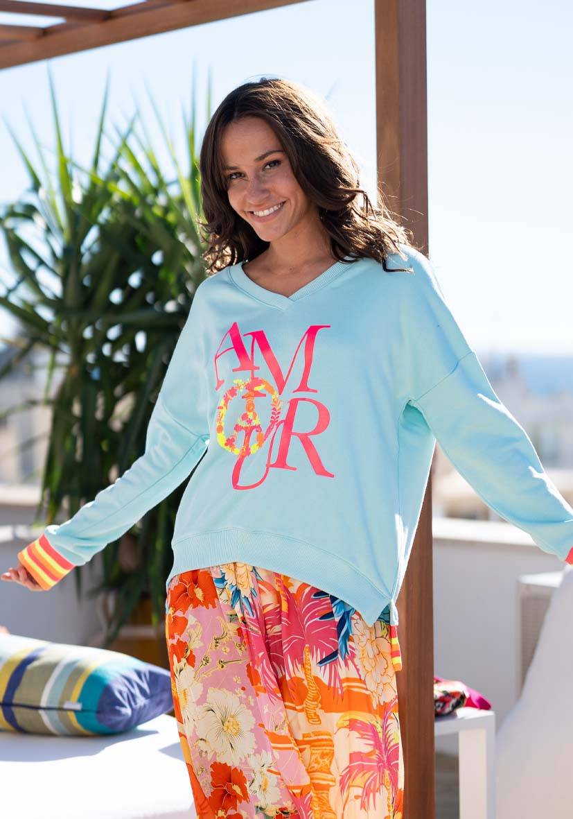Miss Goodlife V-Neck Amour Peace – lightblue/neonpink Black Friday Preise