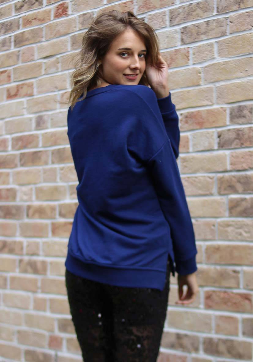 Miss Goodlife V-Neck Heaven Strass – darkblue/neonpink Meist gekauft