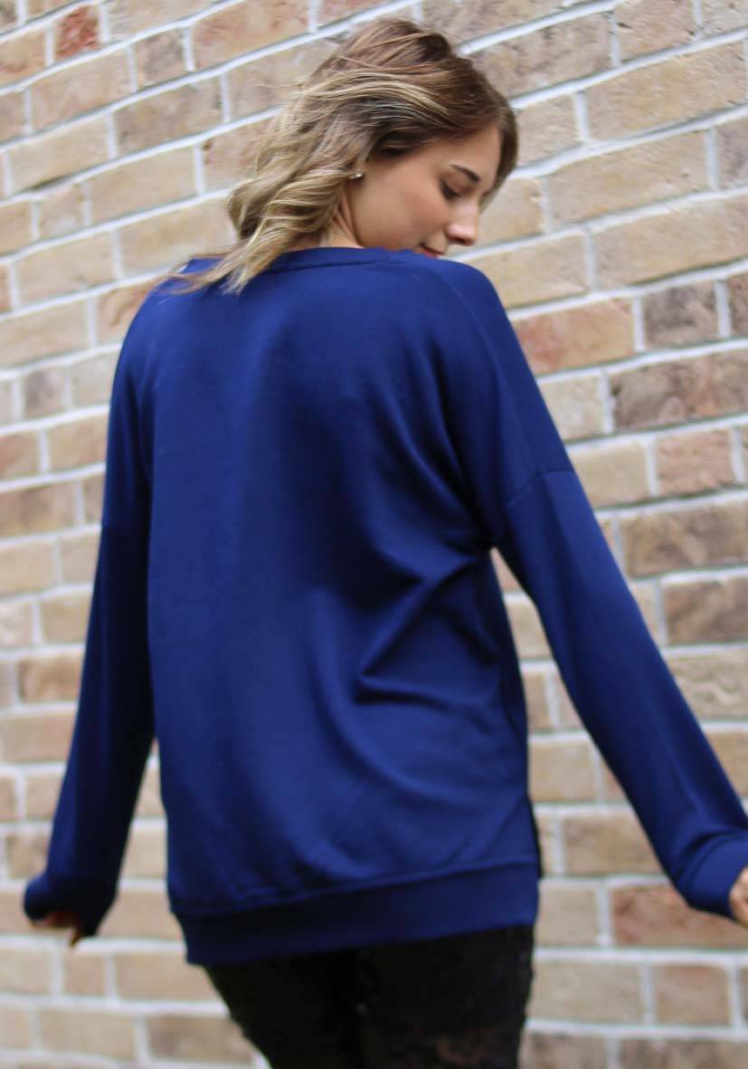 Miss Goodlife V-Neck Heaven Strass – darkblue/neonpink Meist gekauft