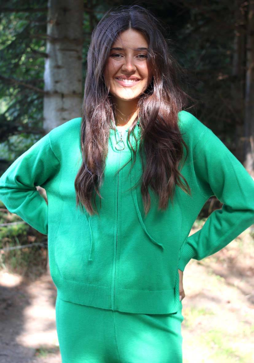 Miss Goodlife Cardigan Knitted Zipper – green Günstig kaufen