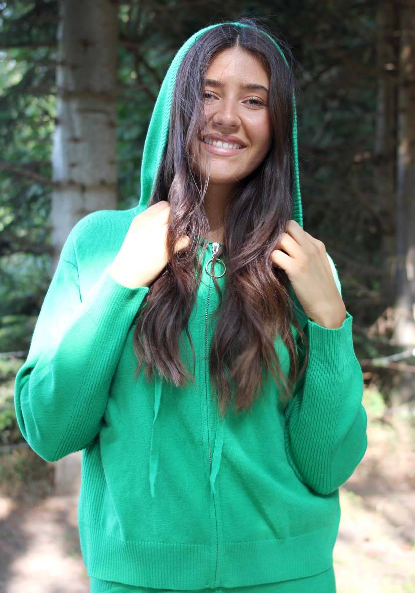 Miss Goodlife Cardigan Knitted Zipper – green Günstig kaufen