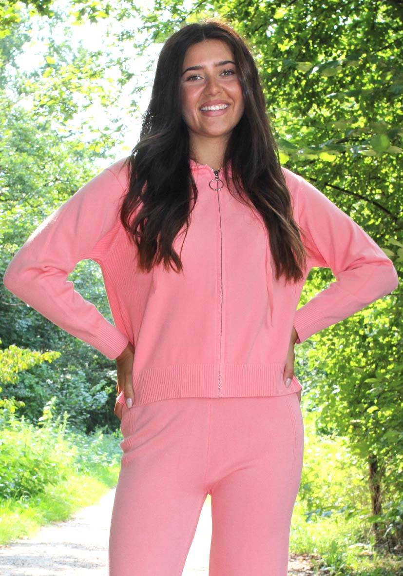 Miss Goodlife Cardigan Knitted Zipper – peach Versandkostenfrei