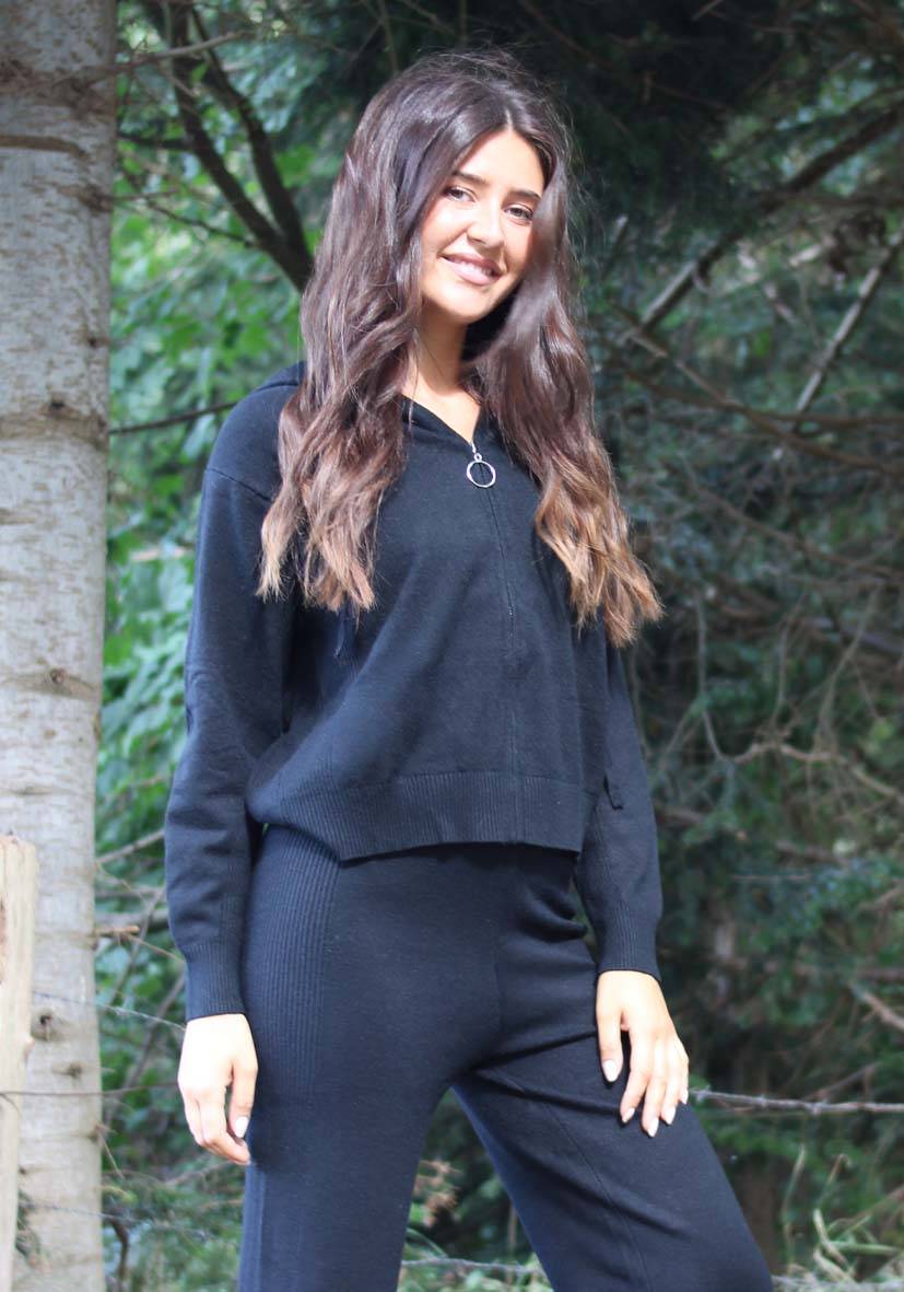 Miss Goodlife Cardigan Knitted Zipper – black Flash Sale