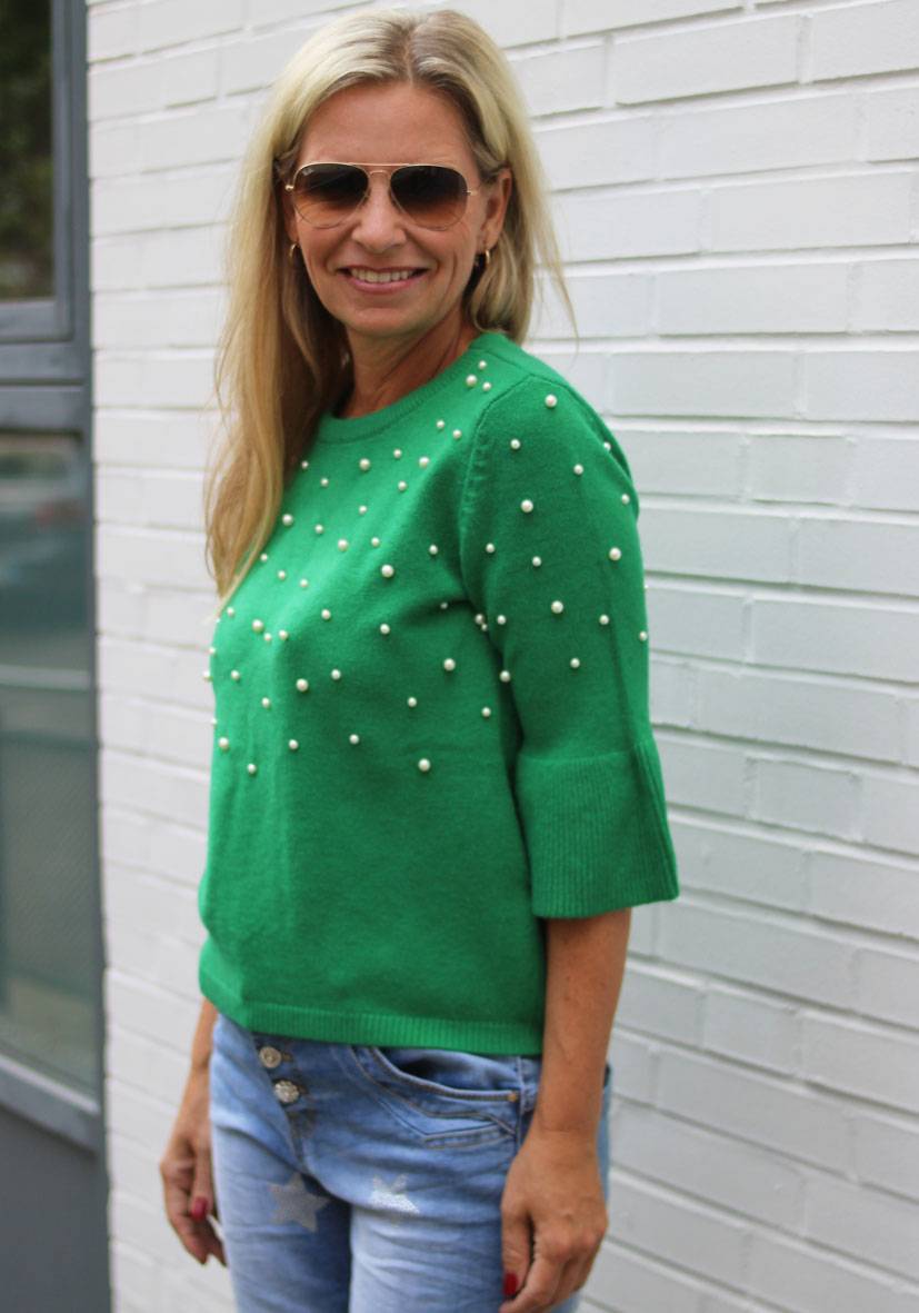 Miss Goodlife Pullover Pearl Roundneck – green Saisonschlussverkauf