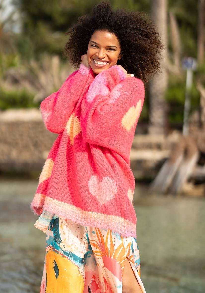 Miss Goodlife Pullover Hearts allover – pink Muttertagsangebot