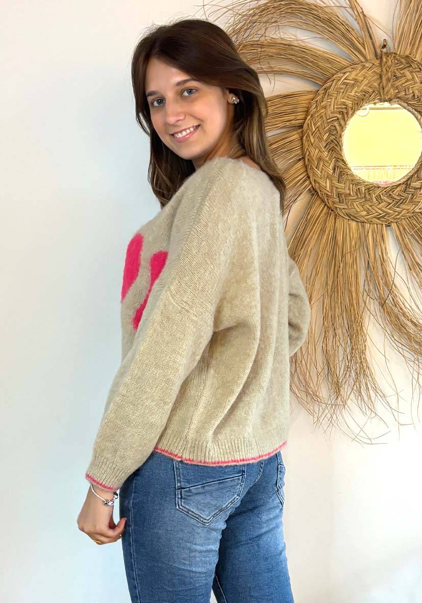 Miss Goodlife Pullover Love – sand Blitzangebot