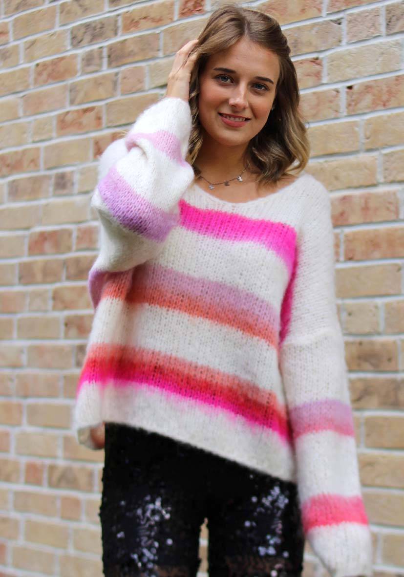 Miss Goodlife Pullover mit multicolor Stripes – offwhite Bestseller