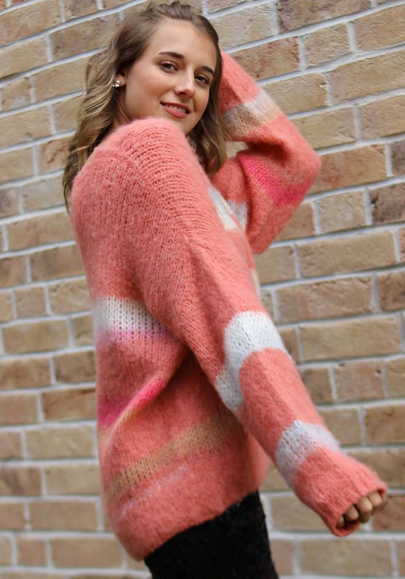 Miss Goodlife Pullover mit multicolor Stripes – apricot Saisonale Angebote