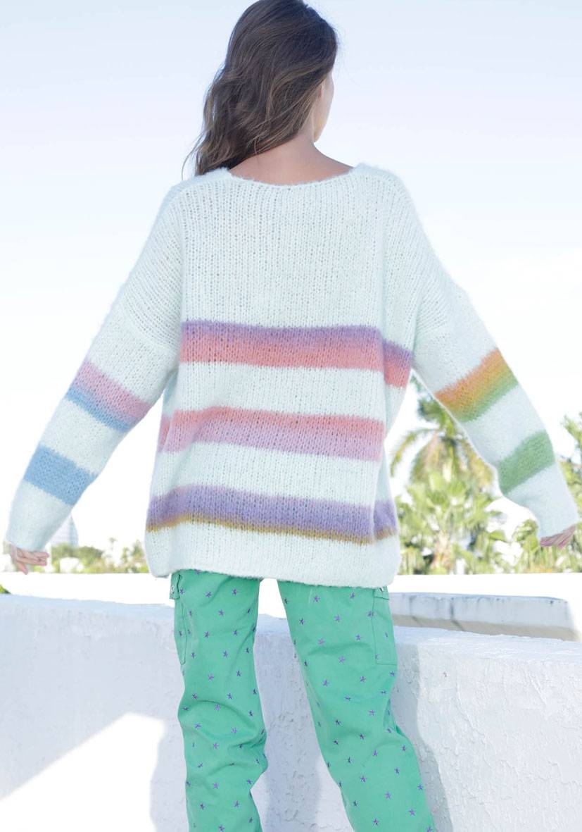 Miss Goodlife Pullover gebrushed mit multicolor Stripes – mint Tägliche Deals