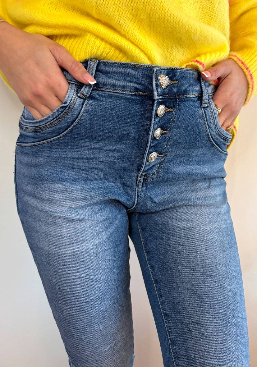Miss Goodlife Star Jeans Heart Button – blue Bis zu 50% Rabatt