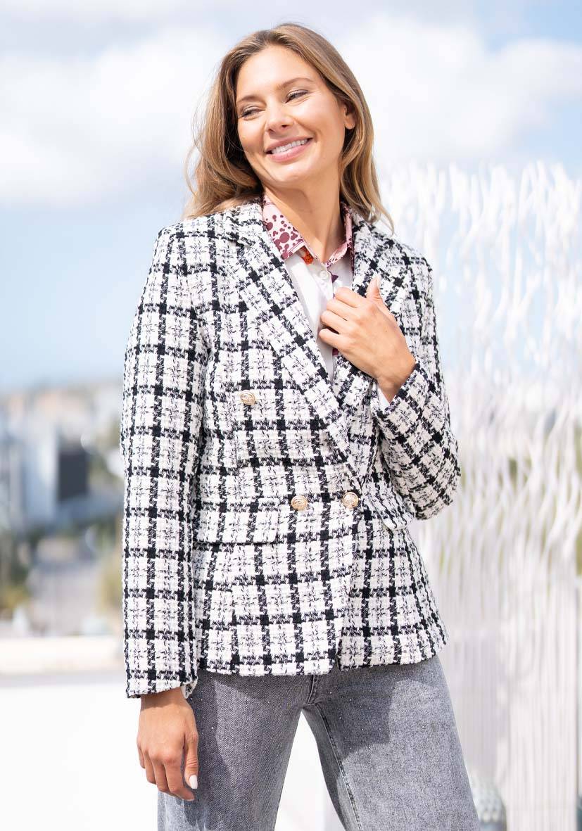 Miss Goodlife Blazer Tweed – black Im Verkauf