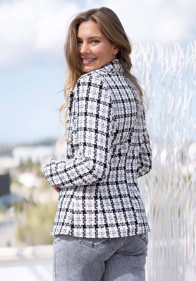 Miss Goodlife Blazer Tweed – black Im Verkauf