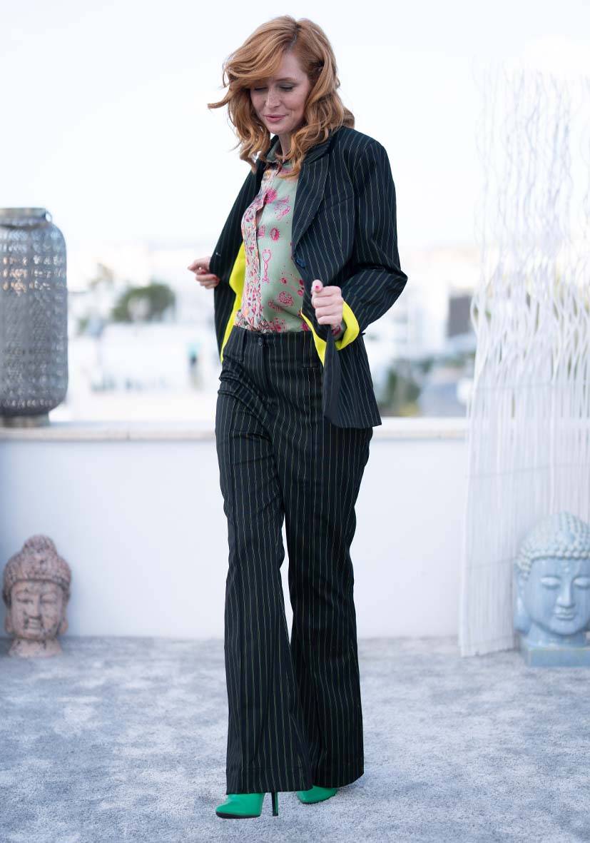Miss Goodlife Pants Neon Pinstripes – neonyellow Blitzverkäufe