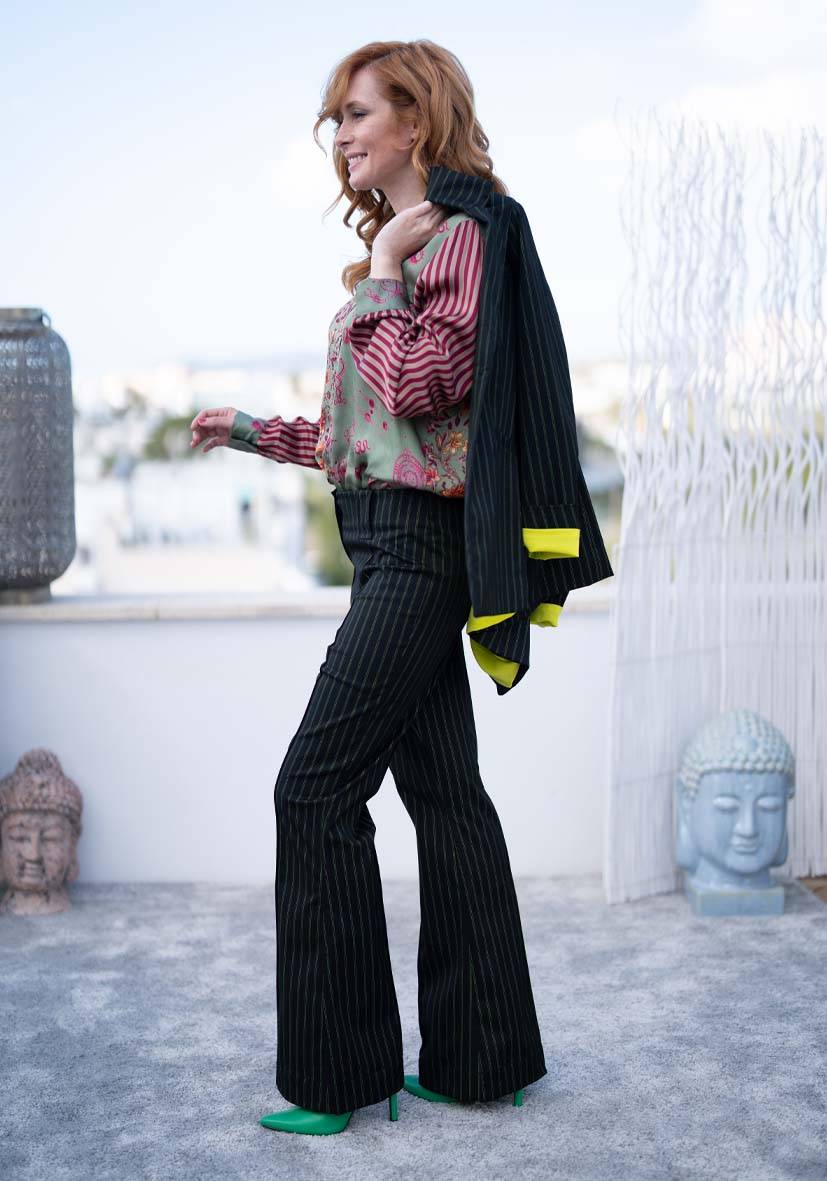 Miss Goodlife Pants Neon Pinstripes – neonyellow Blitzverkäufe