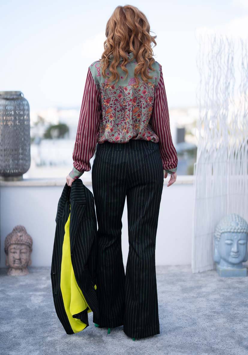 Miss Goodlife Pants Neon Pinstripes – neonyellow Blitzverkäufe