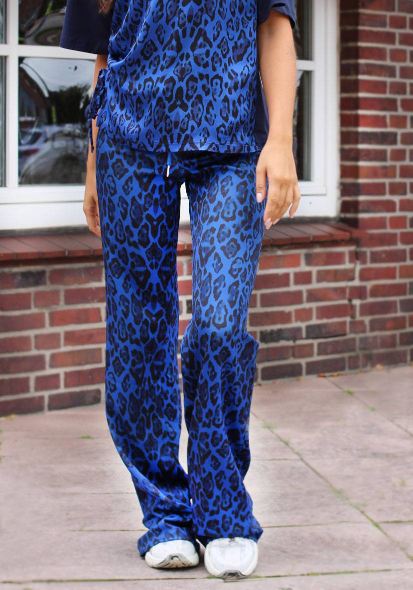 Miss Goodlife Wide Leg Pants Leo – blue Vatertagsangebot