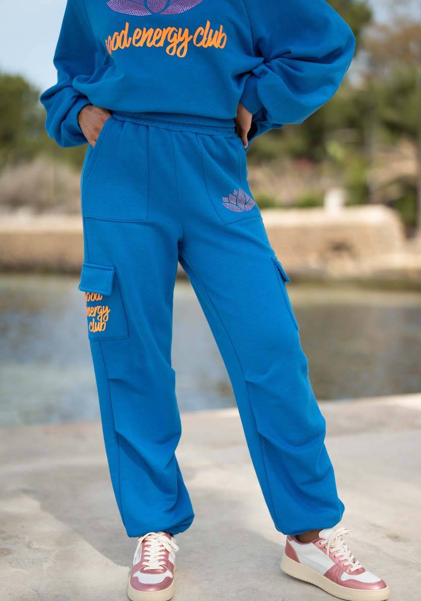 Miss Goodlife Pants Good Energy Namasté Strass – blue Exklusive Angebote