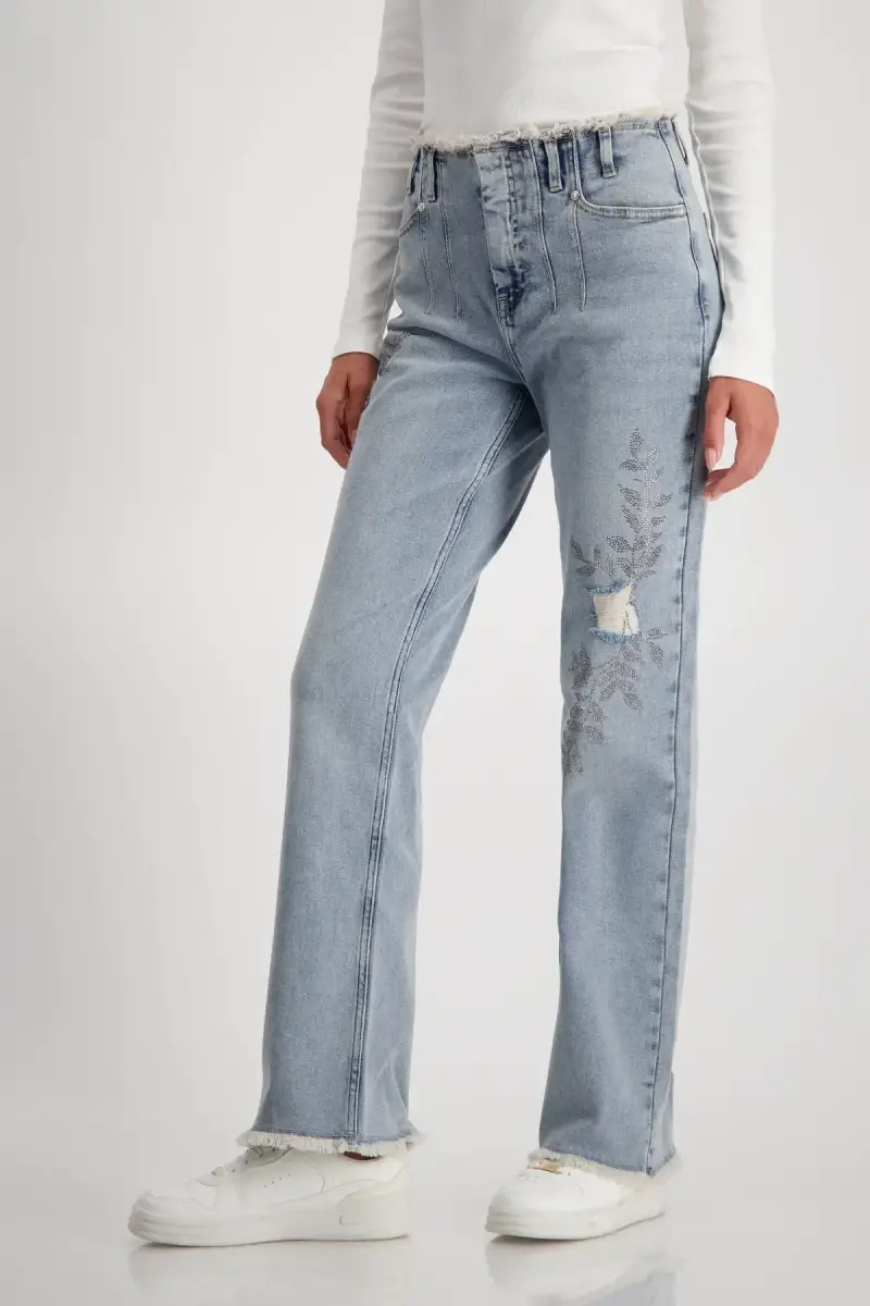 Monari Wide Leg Jeans mit Schmuck Sonderangebote