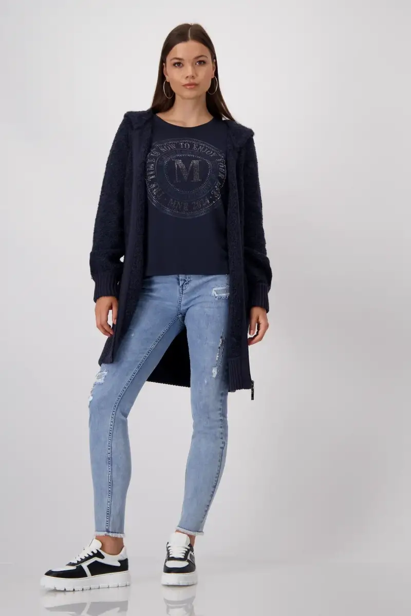 Monari Shirt mit Emblem Print Kostenloser Versand