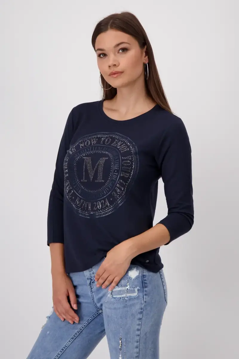 Monari Shirt mit Emblem Print Kostenloser Versand