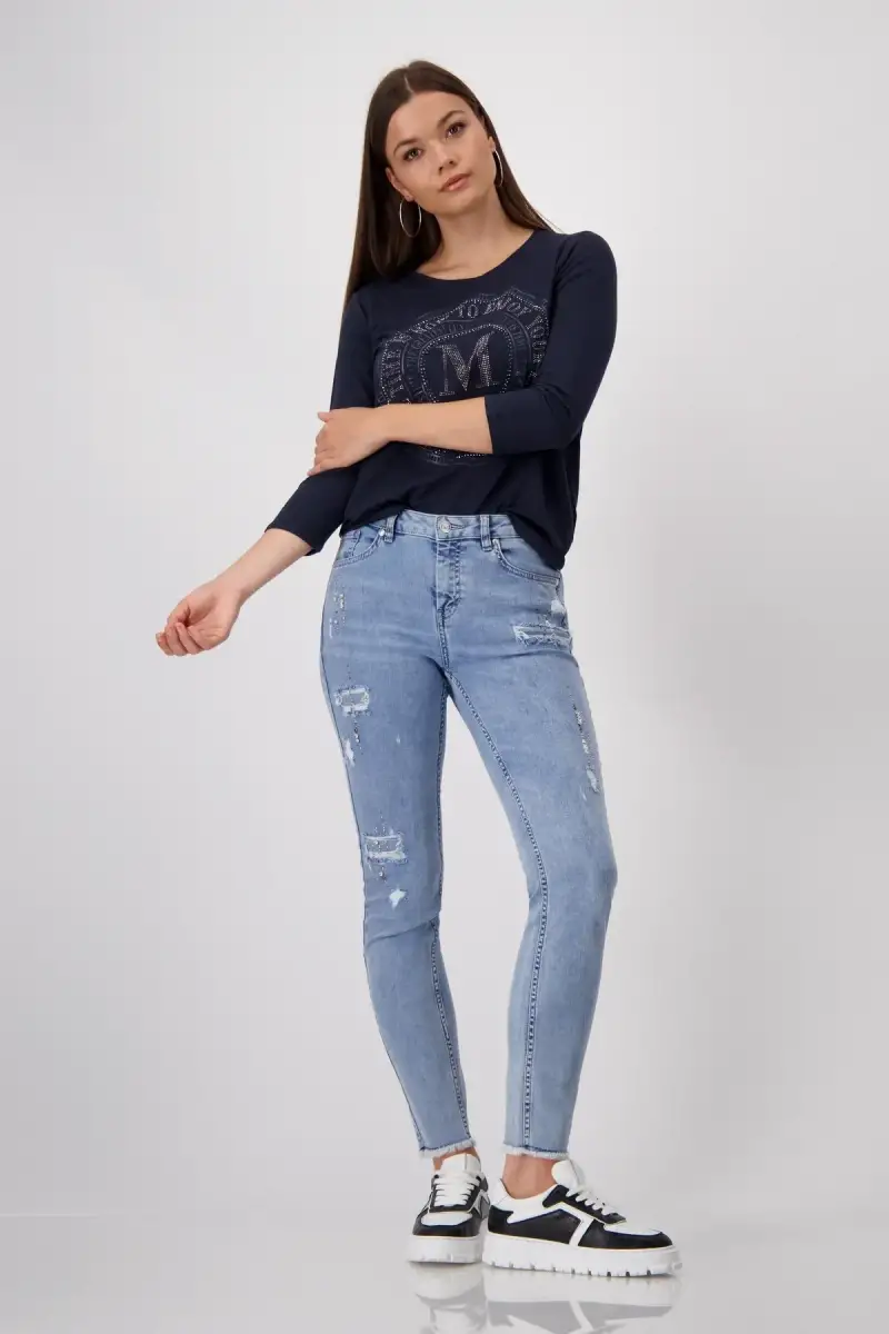 Monari Shirt mit Emblem Print Kostenloser Versand