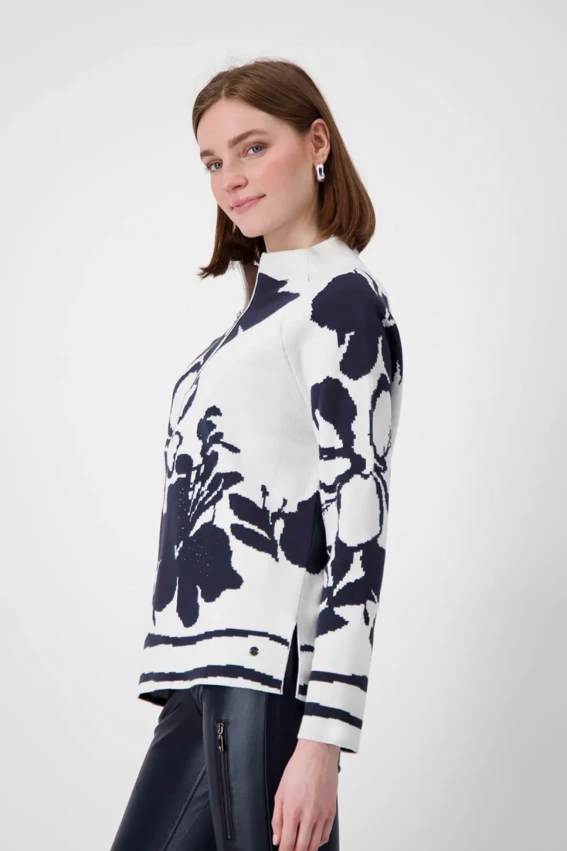 Monari Pullover mit Blumenmuster Fabrik Onlineshop