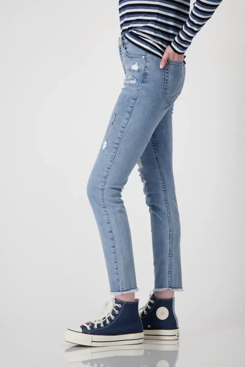 Monari Jeans mit Rissen und Schmuck Online Shopping