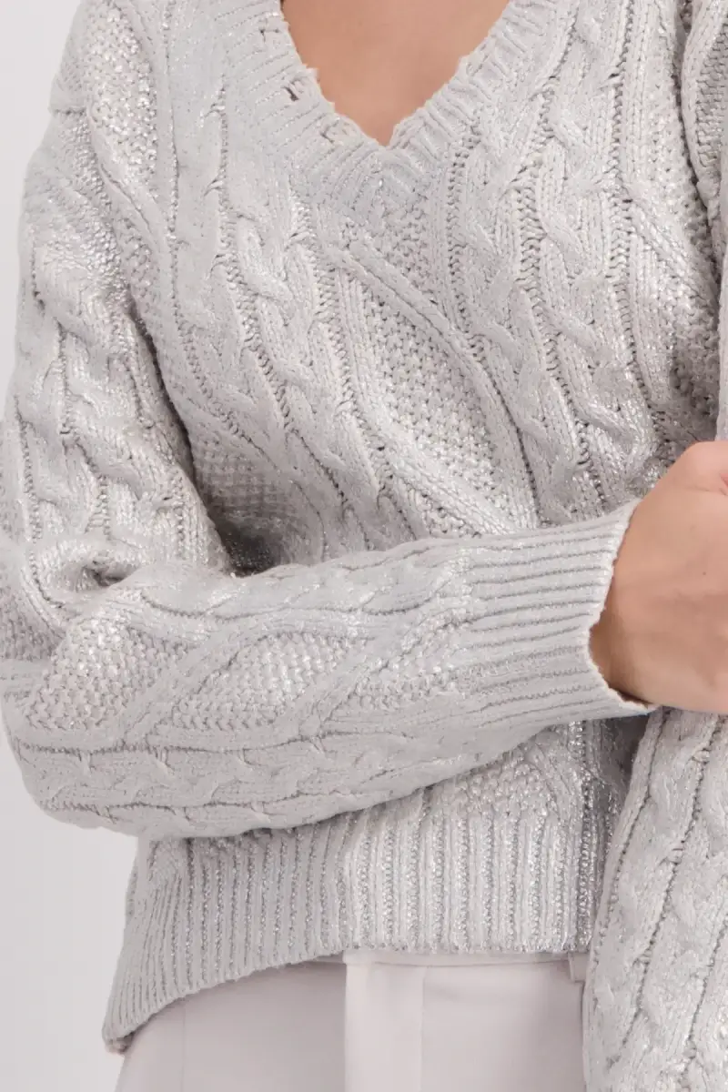 Monari Glänzender Pullover mit Zopfmuster Exklusivangebot