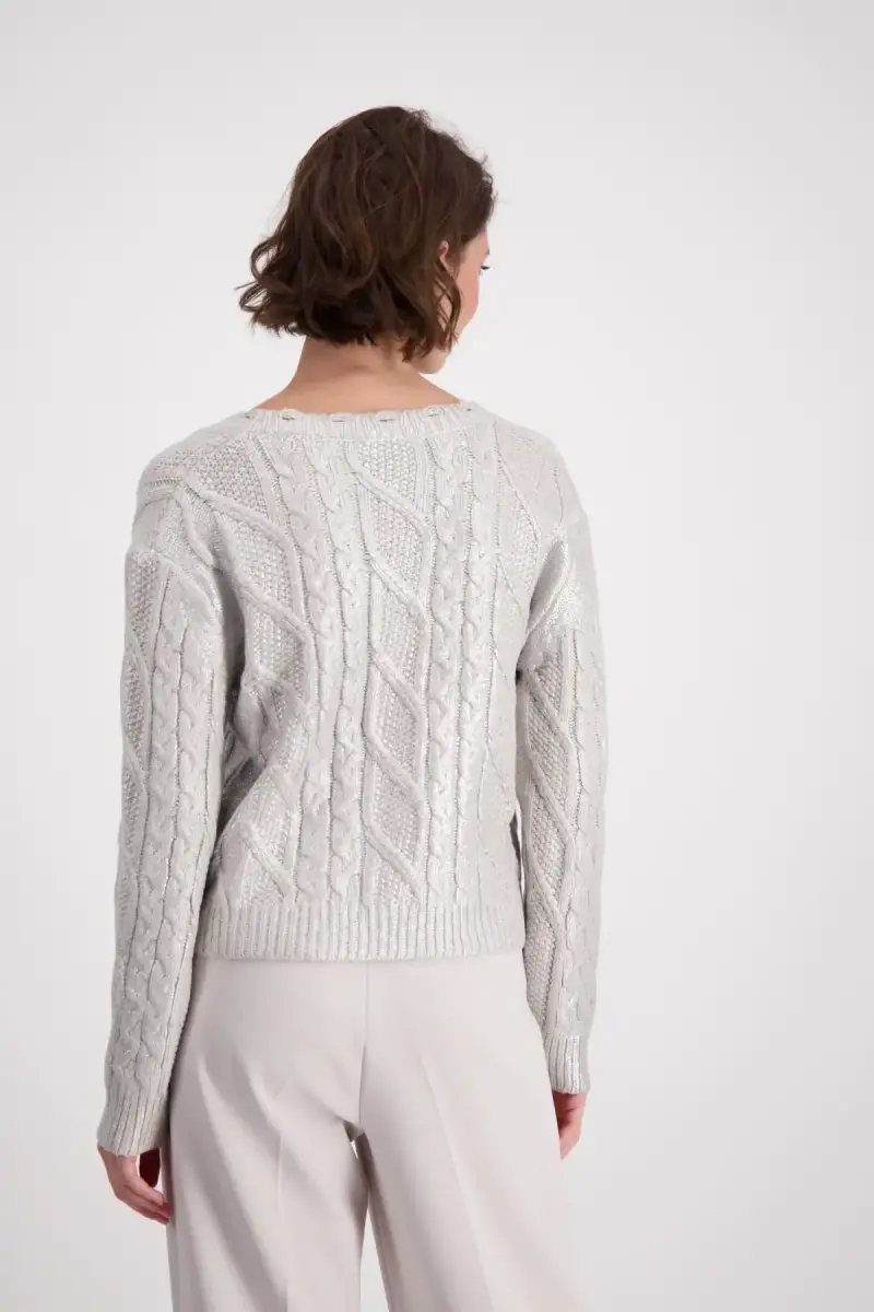 Monari Glänzender Pullover mit Zopfmuster Exklusivangebot