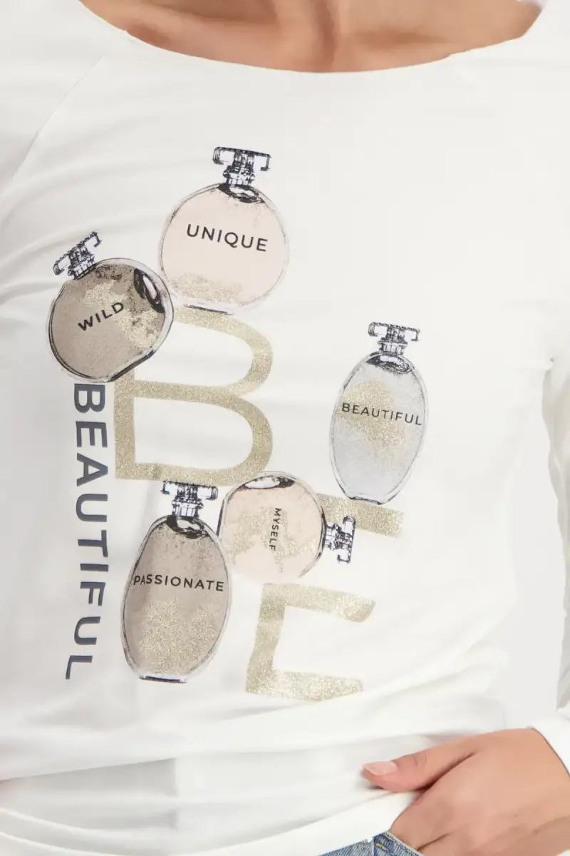 Monari Shirt mit Parfüm Flakons Print Kostenlose Rückgabe