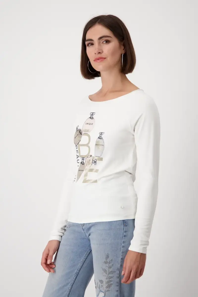 Monari Shirt mit Parfüm Flakons Print Kostenlose Rückgabe