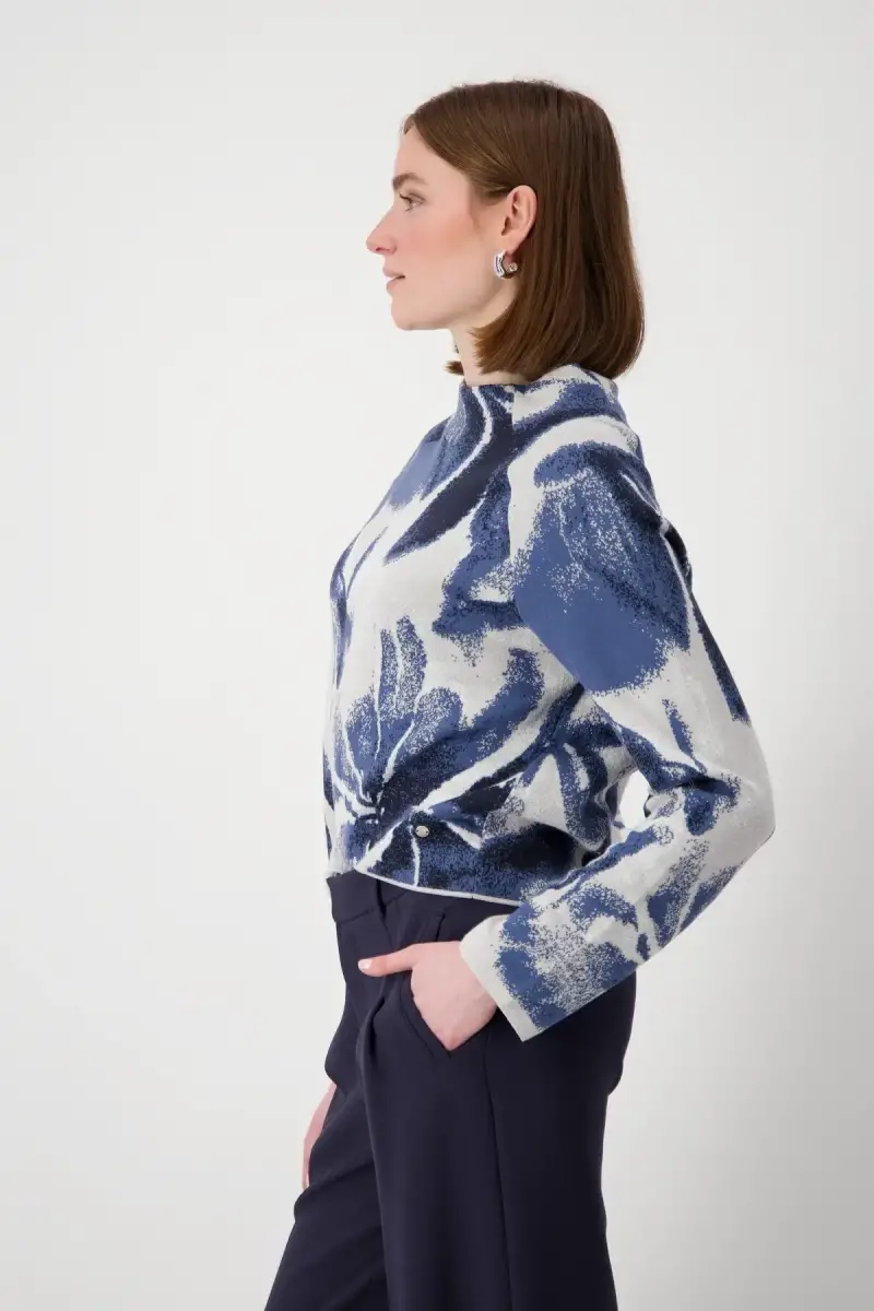 Monari Strickpullover mit Blumenmuster Discount Store für neue Produkte
