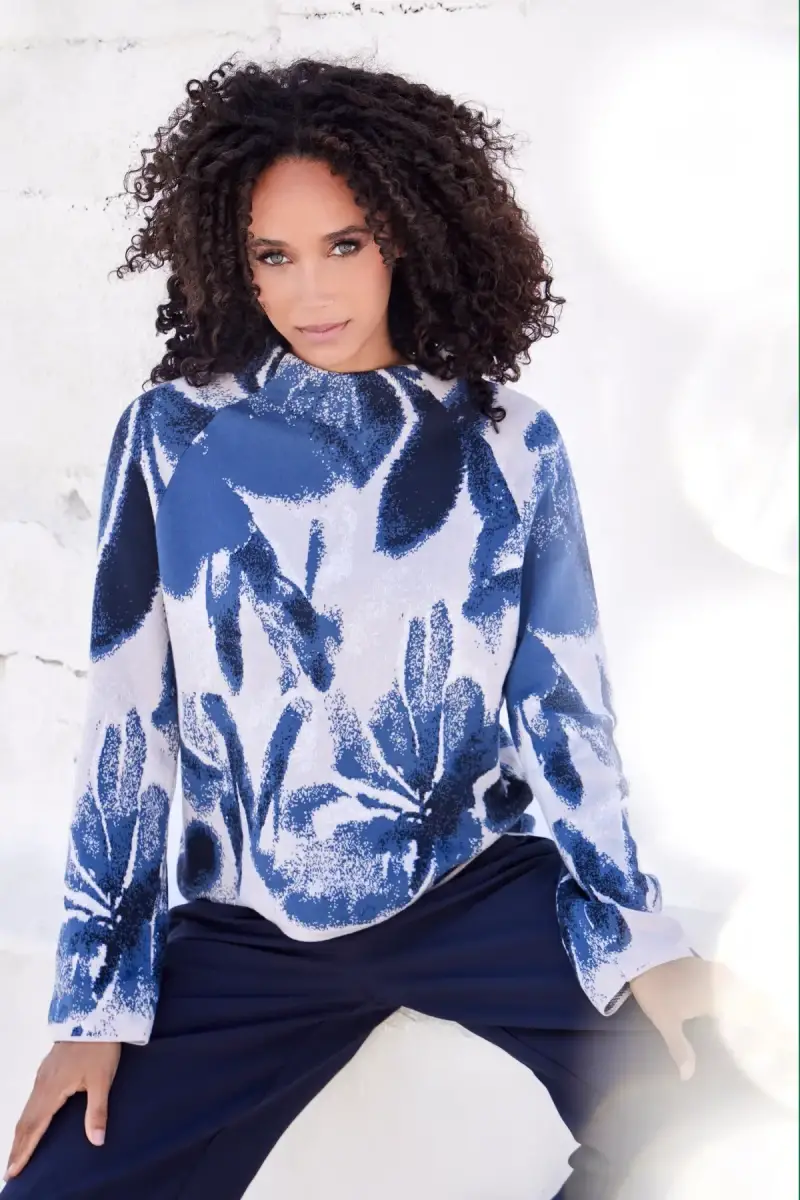 Monari Strickpullover mit Blumenmuster Discount Store für neue Produkte