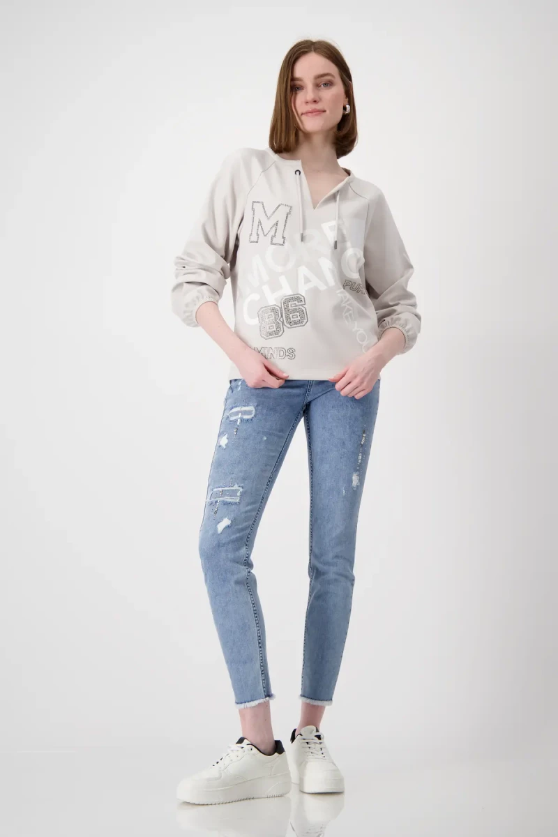 Monari Sweatshirt mit Schmuckschrift Super Rabatt