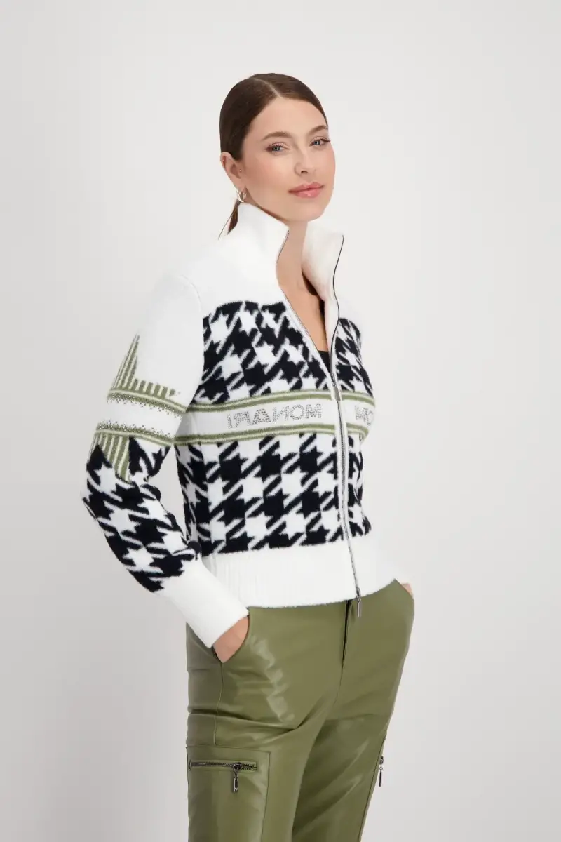 Monari Strickjacke mit Hahnentrittmuster Black Friday Preise