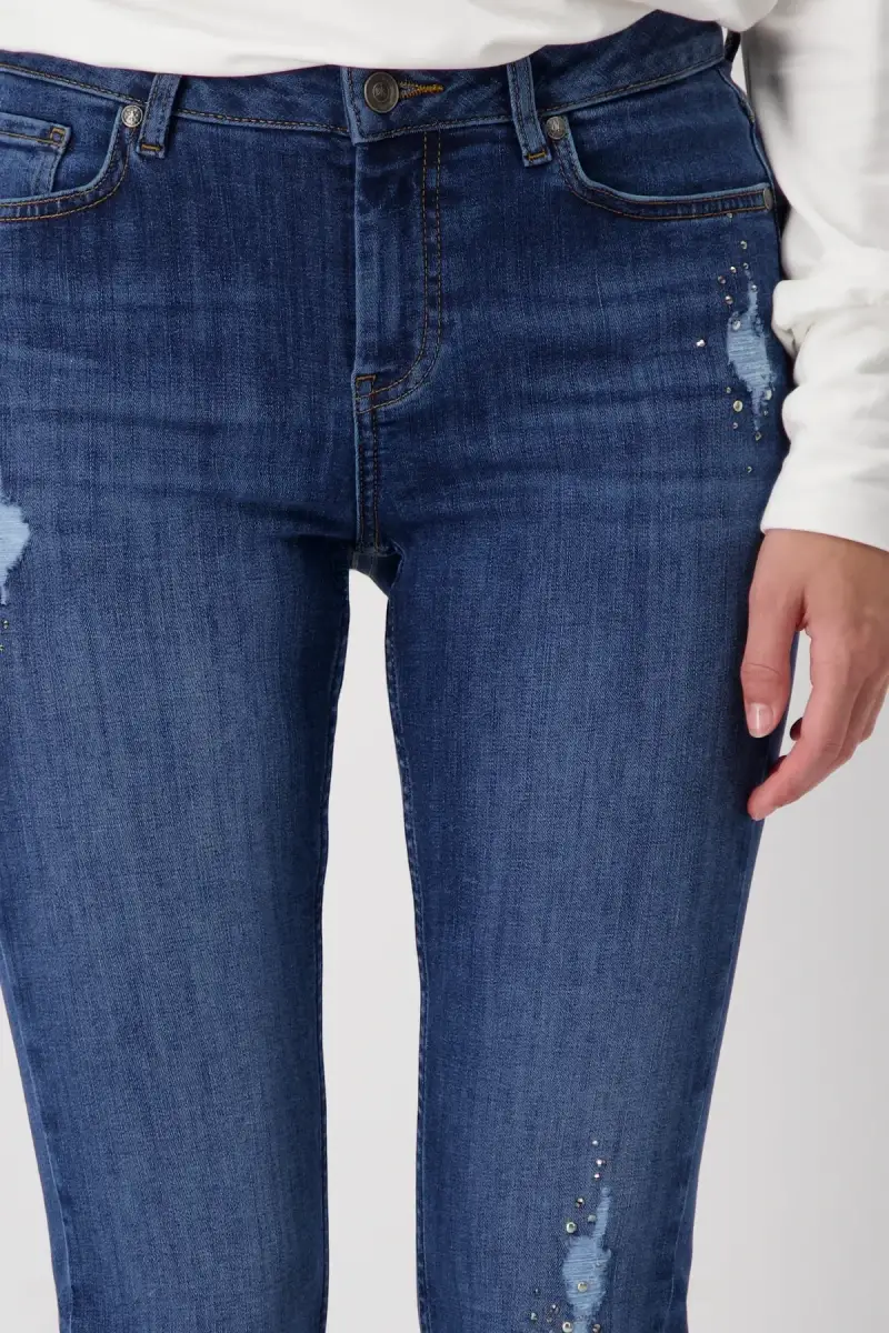 Monari Destroyed Jeans mit Strass Versandkostenfrei