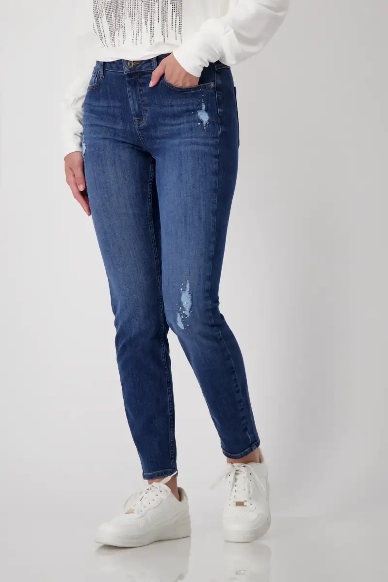 Monari Destroyed Jeans mit Strass Versandkostenfrei