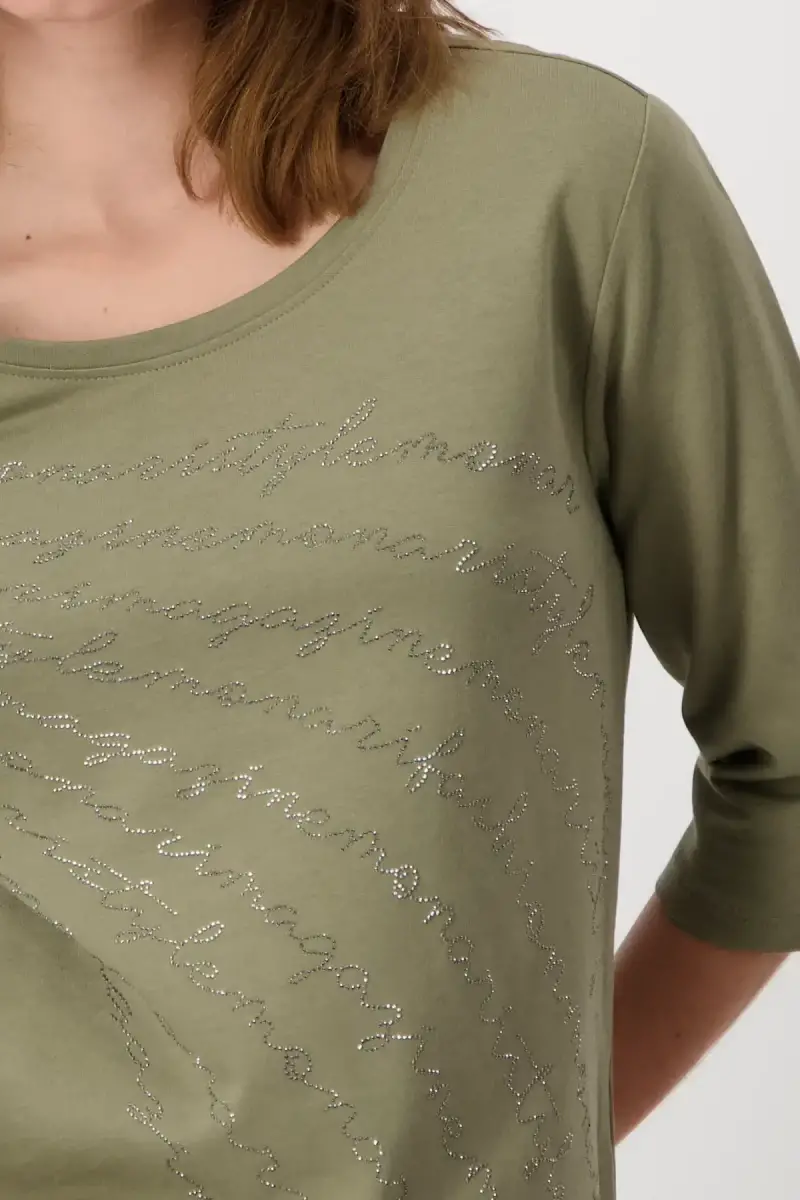 Monari Shirt mit Strass Schrift Großer Ausverkauf