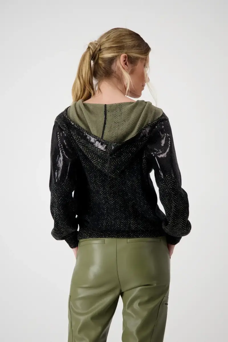 Monari Strickjacke mit Fischgratmuster und Pailletten Online Shopping
